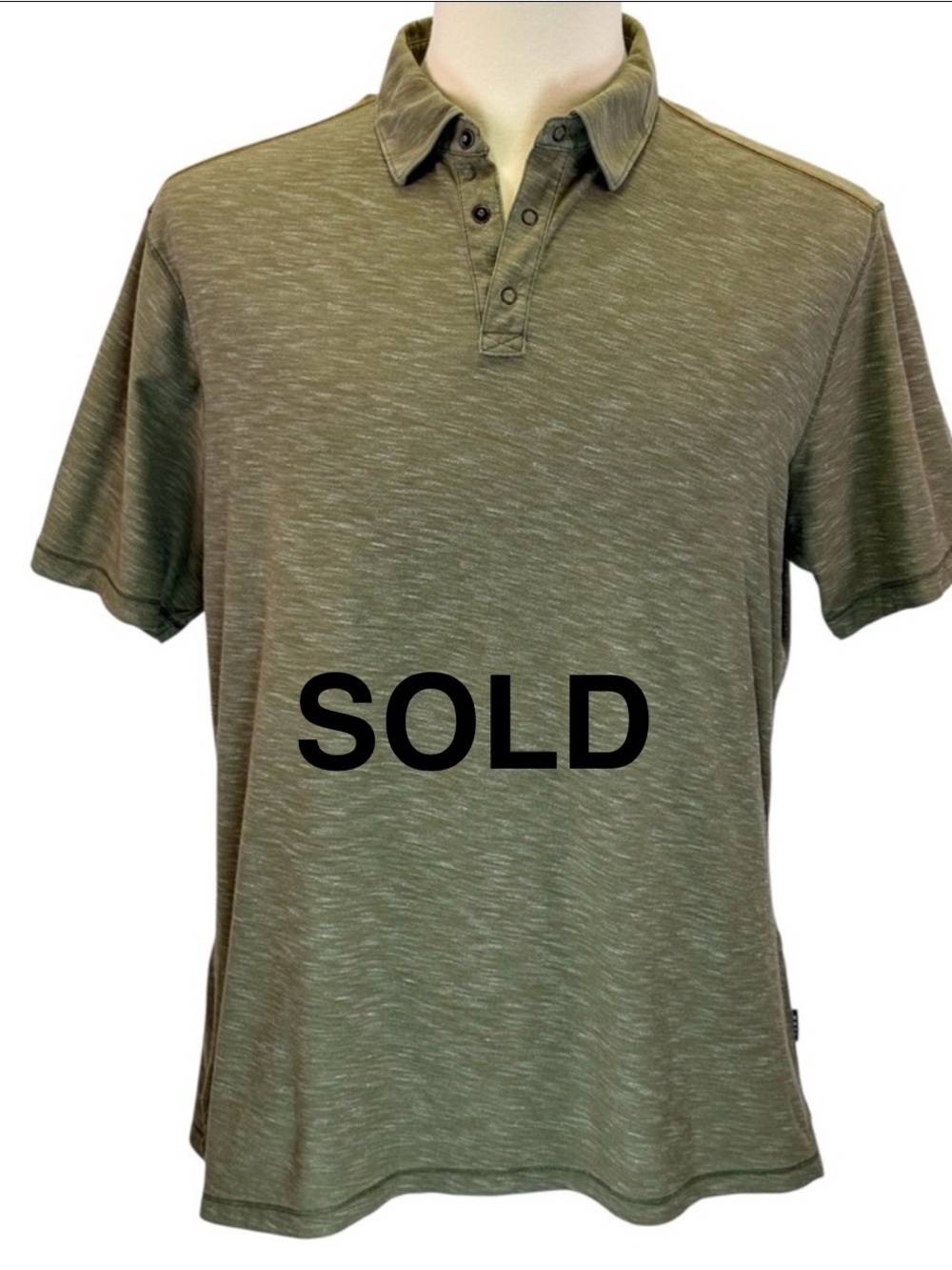 ROWM Men's Olive Green Slub Knit Short Sleeve Polo Shirt Size XL